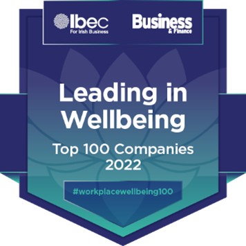 IBEC Top 100 Companies 2022 Leading in Wellbeing logo